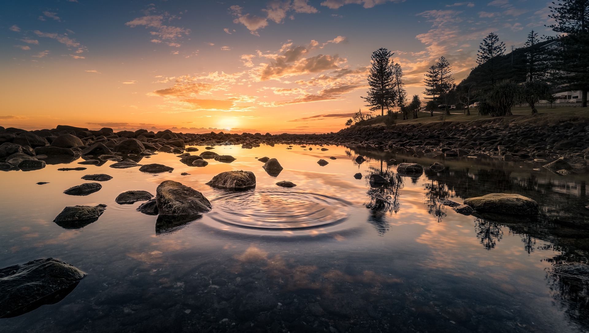 lago atardecer
